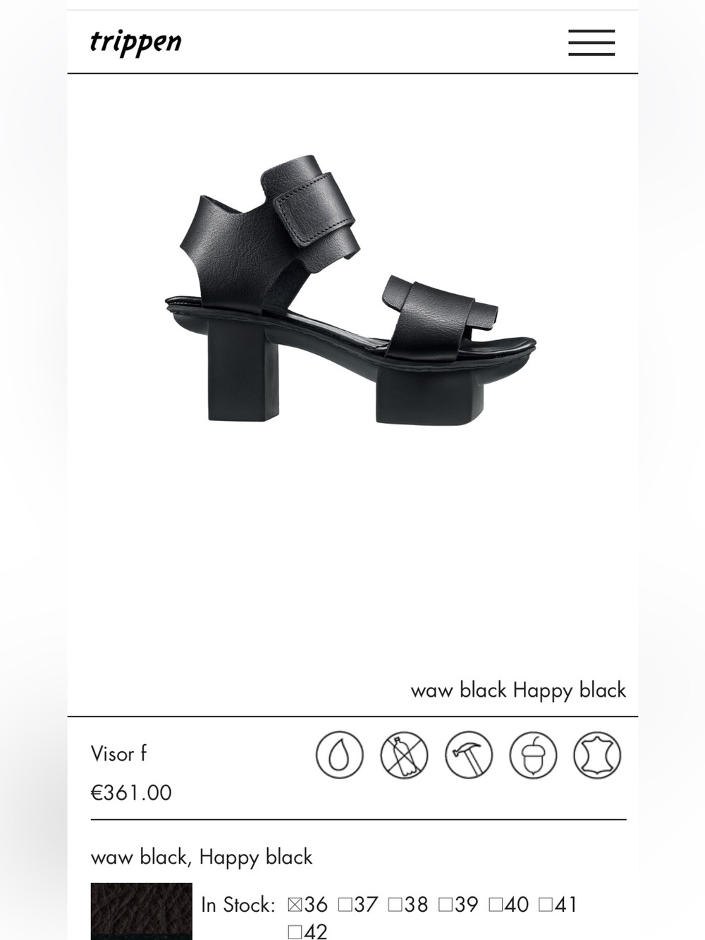 Visor Black Women’s Sandals by Trippen